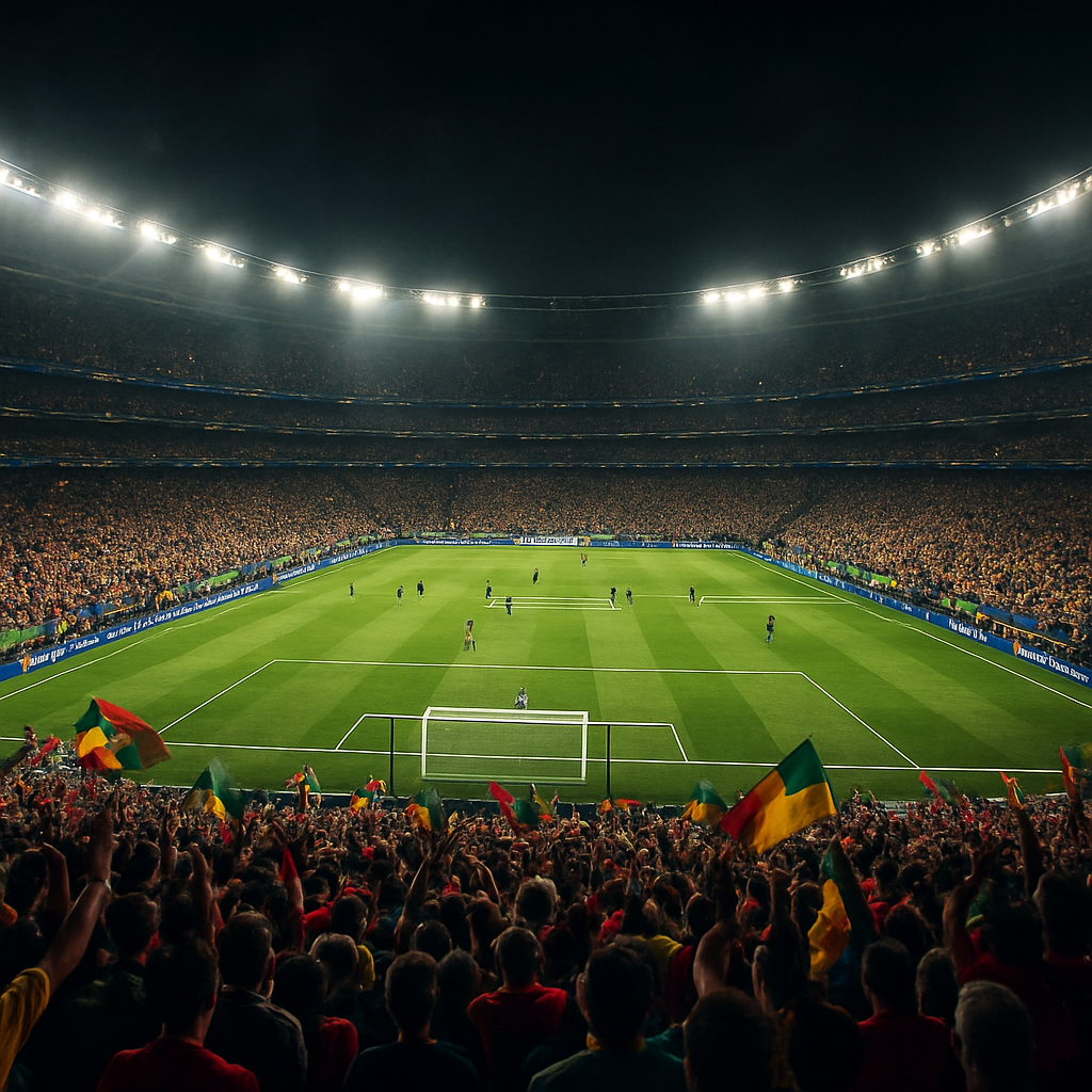 Estadio lleno durante la final del Mundial de noche